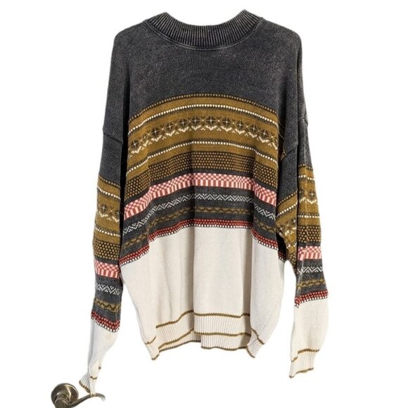 VINTAGE daddy dad granddad 80s 90s cotton sweaters abstract print XL @M - Picture 1 of 10